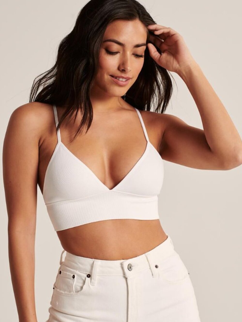 Abercrombie Triangle Bralette - White (fits like XS)